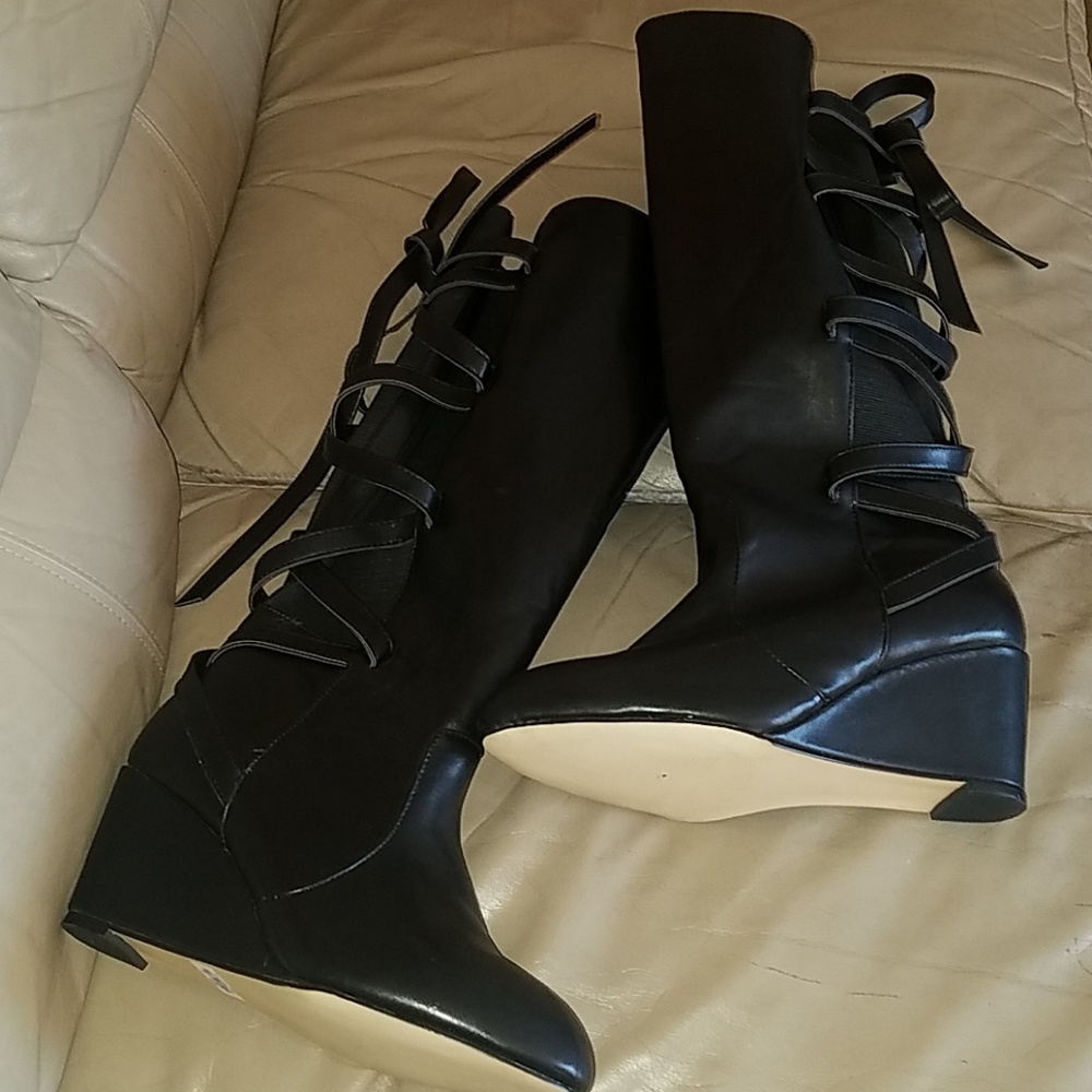 Torrid Black Lace-Up Boots
